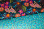 Preview: Designerbaumwollstoff Bahia Flora on dark blue (10 cm)